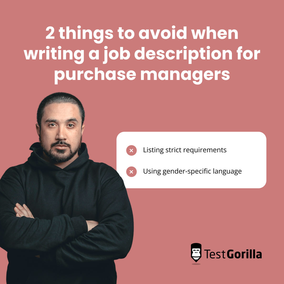 2 things to avoid when writing a job description for purchase manager graphic