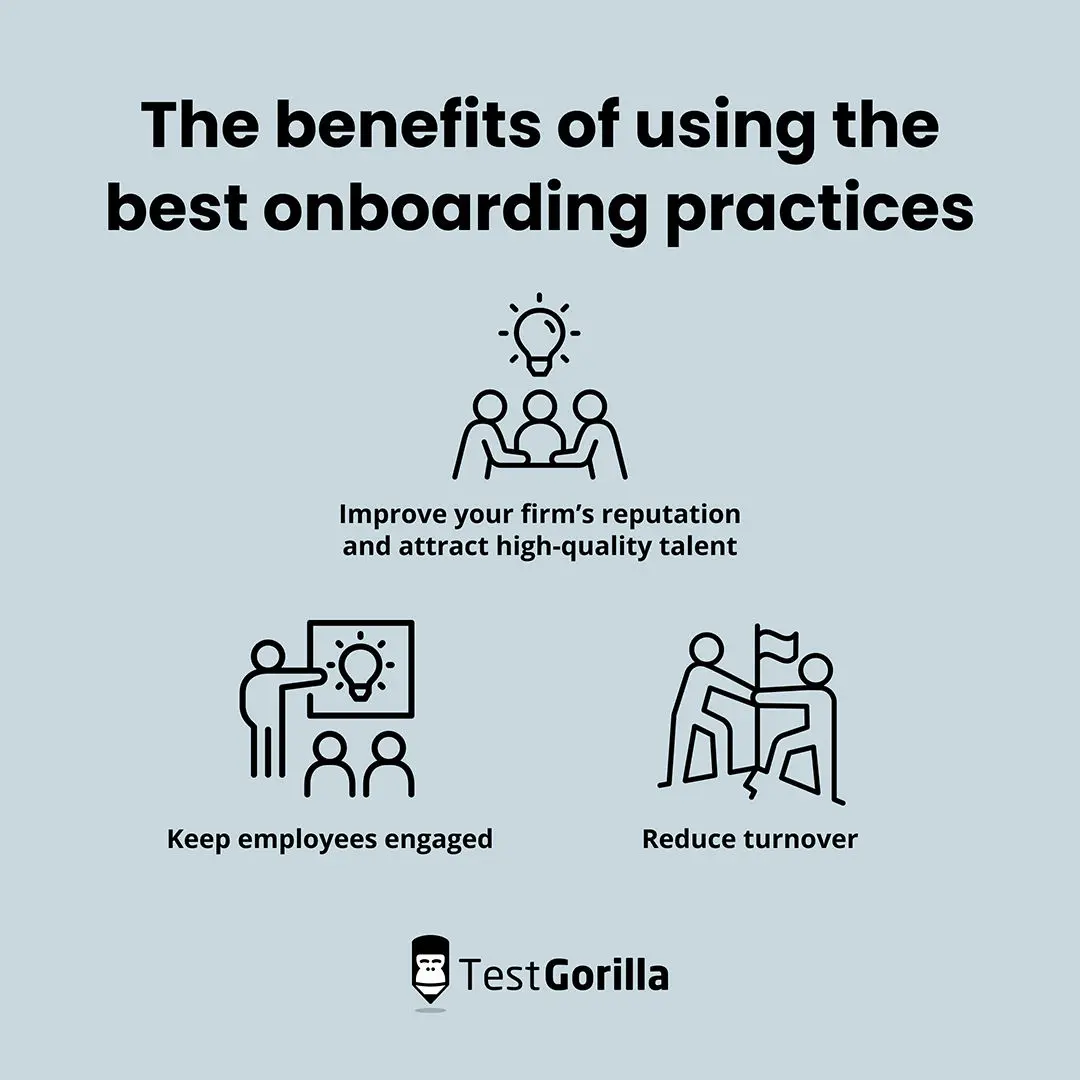 The benefits of using the best onboarding practices graphic