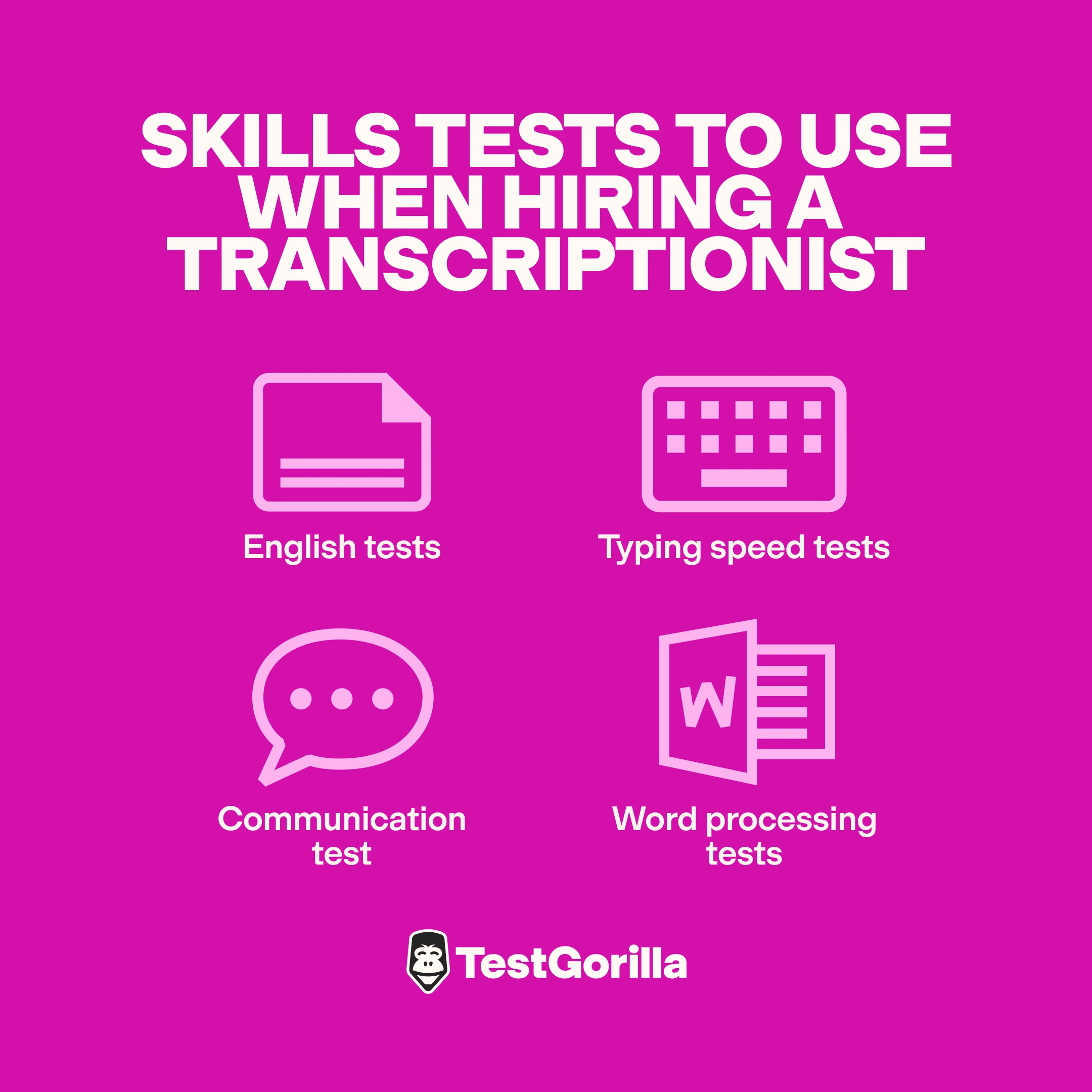 Skills tests to use when hiring a transcriptionist graphic