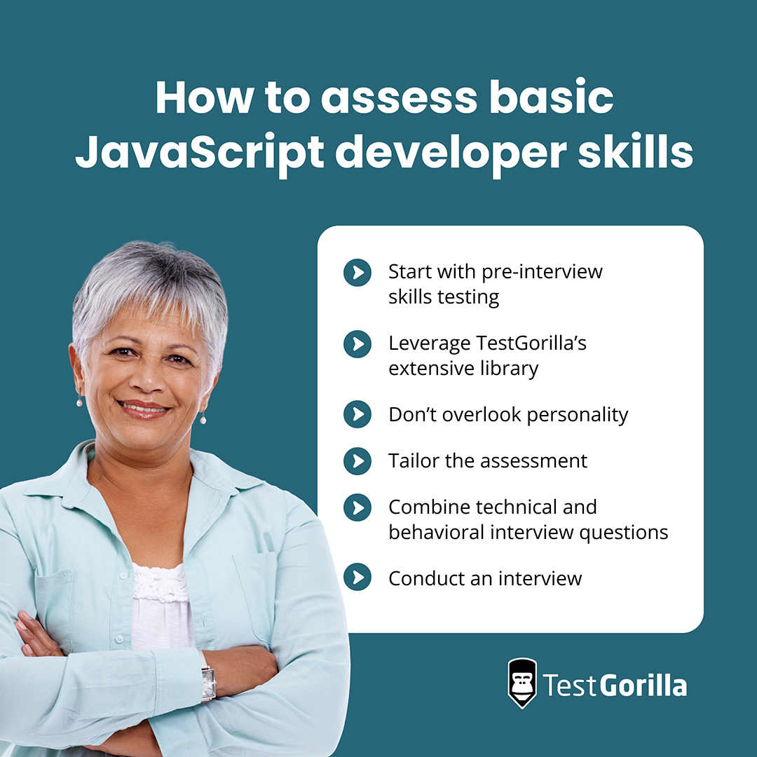 How to assess basic JavaScript developer skills graphic