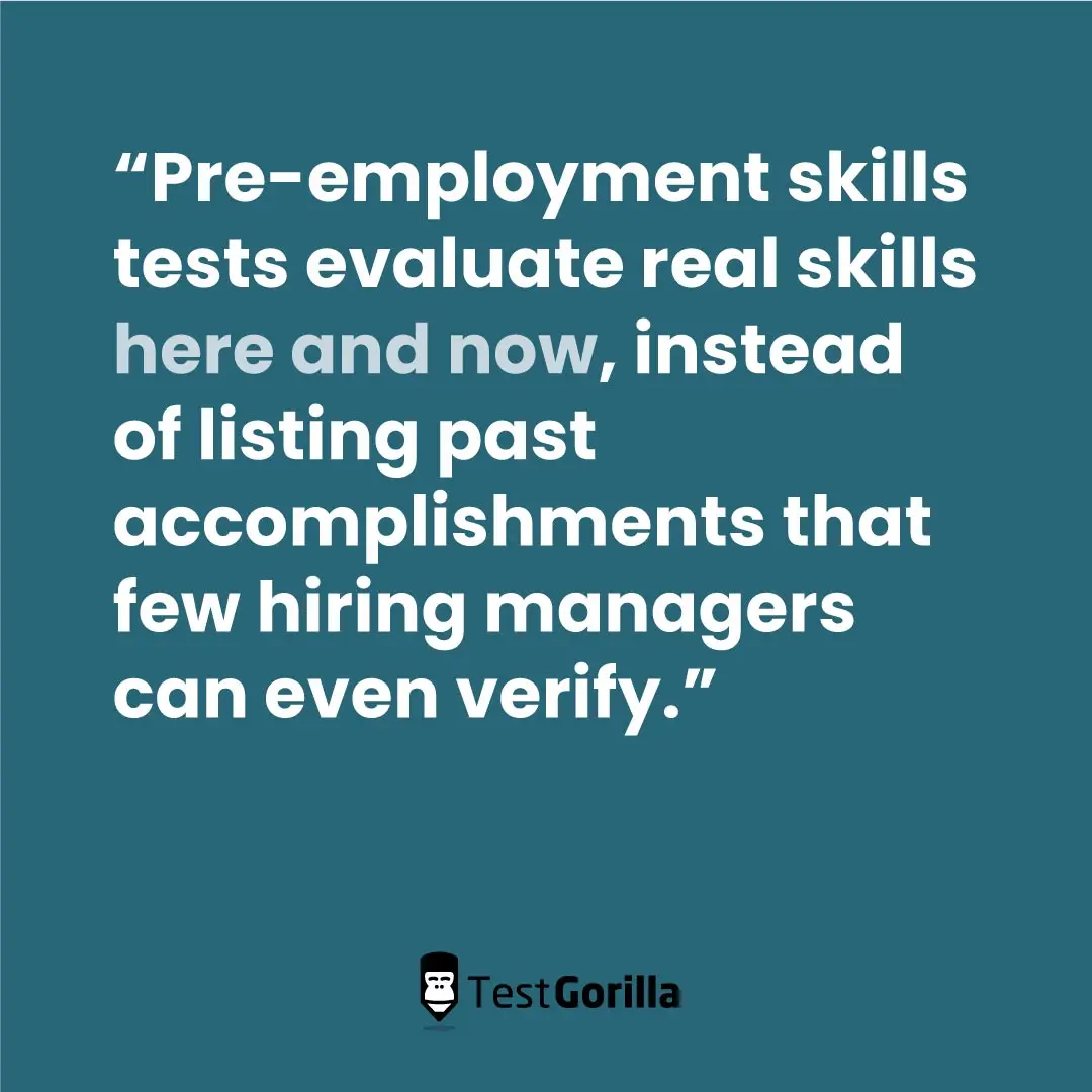 Pre-employment tests evaluate real skills here and now