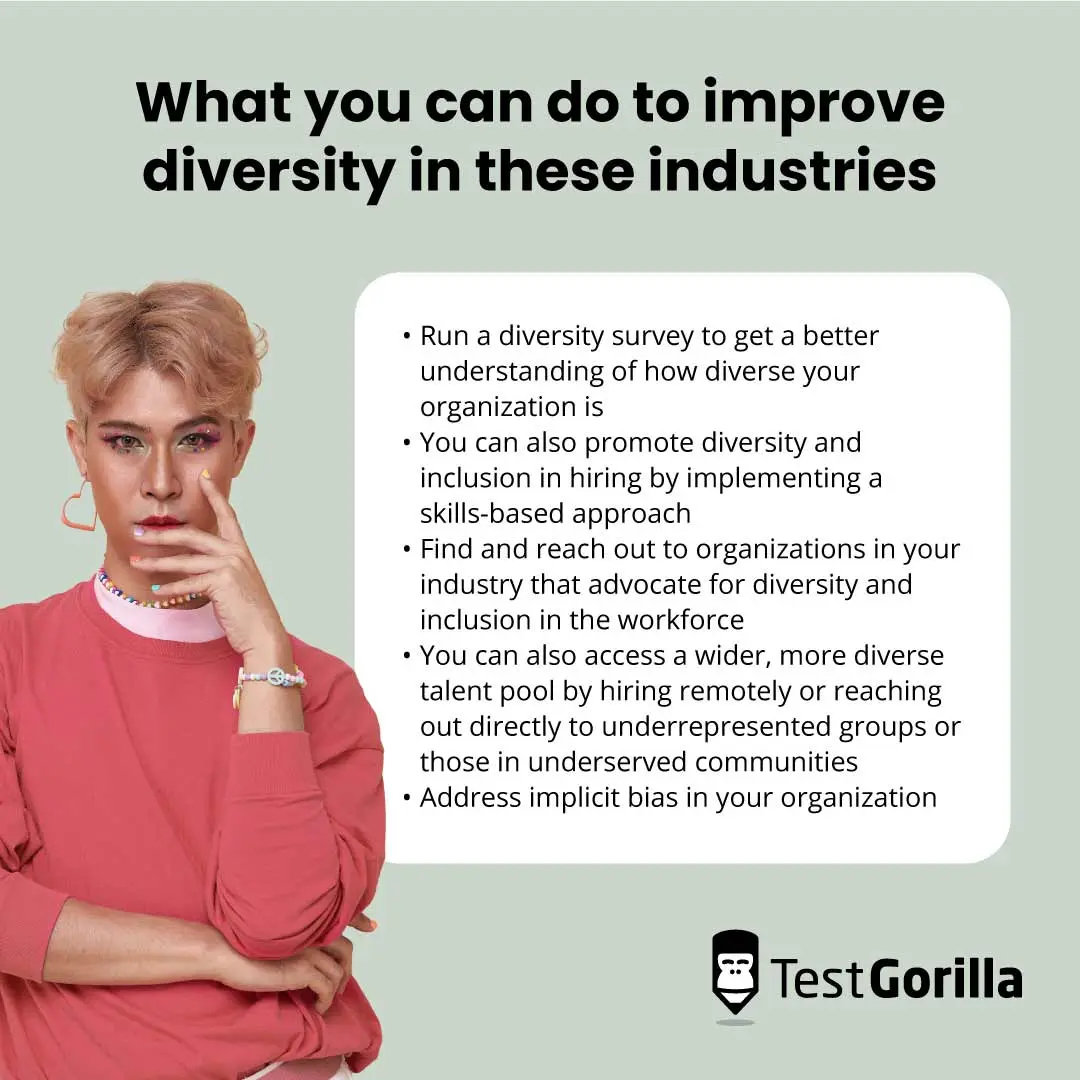 list of what can be done to improve diversity in these industries