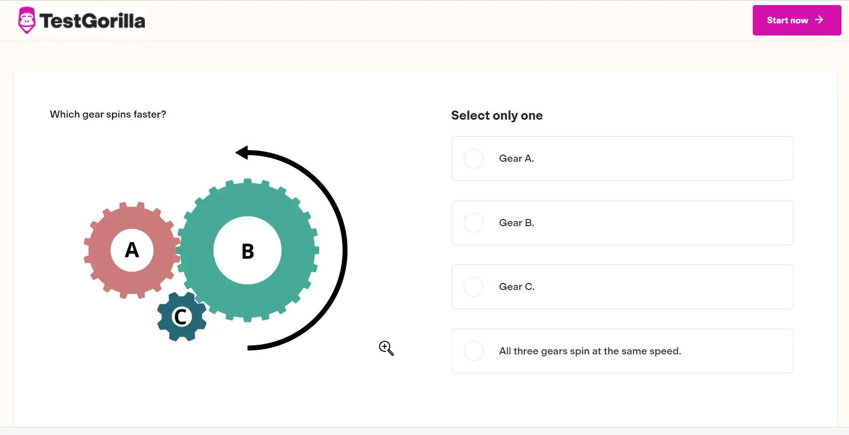 An example question from TestGorilla-s Mechanical Reasoning test