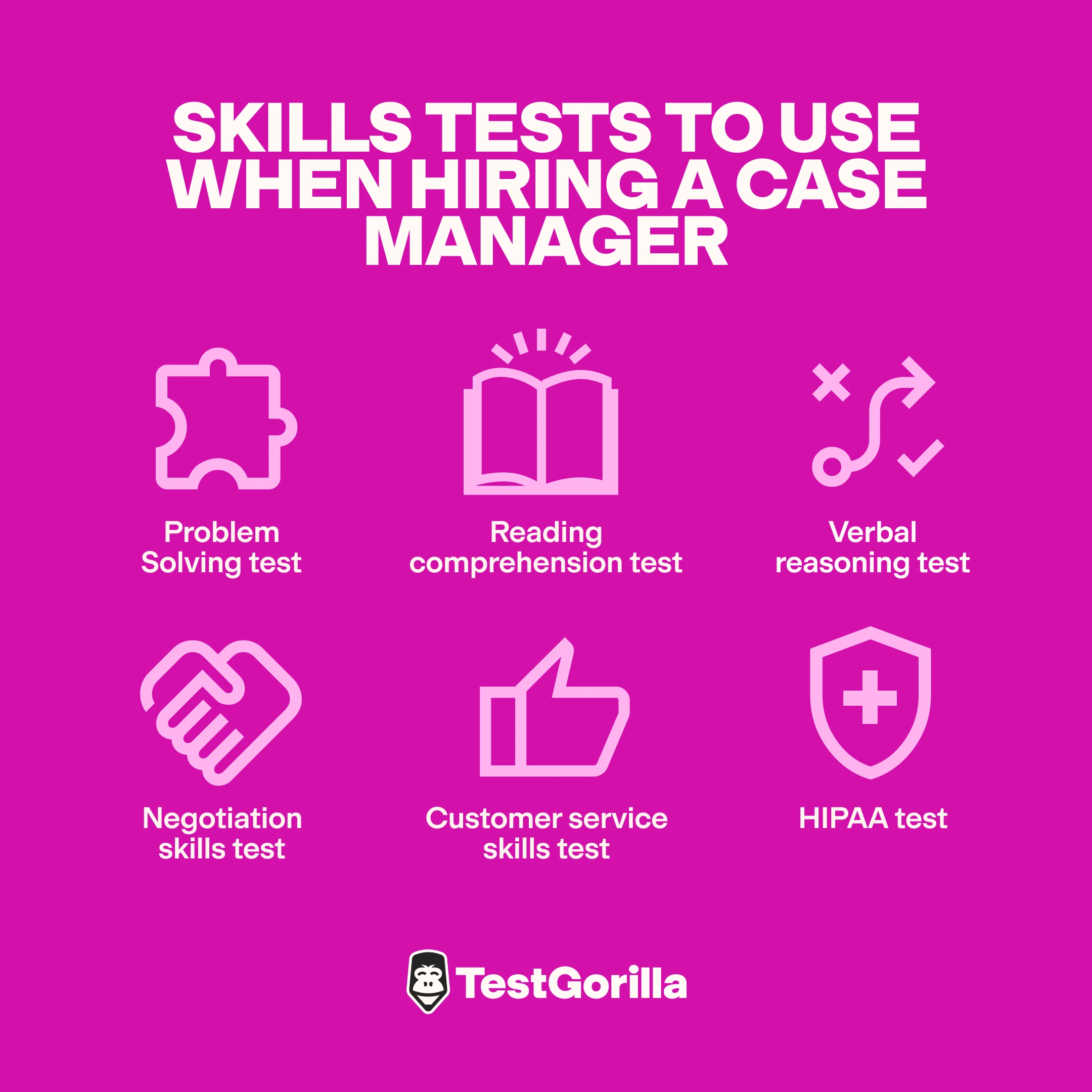 Skills tests to use when hiring a case manager graphic