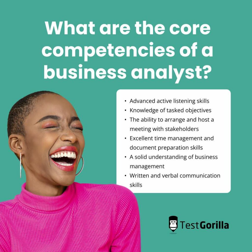 What are the core competencies of a business analyst