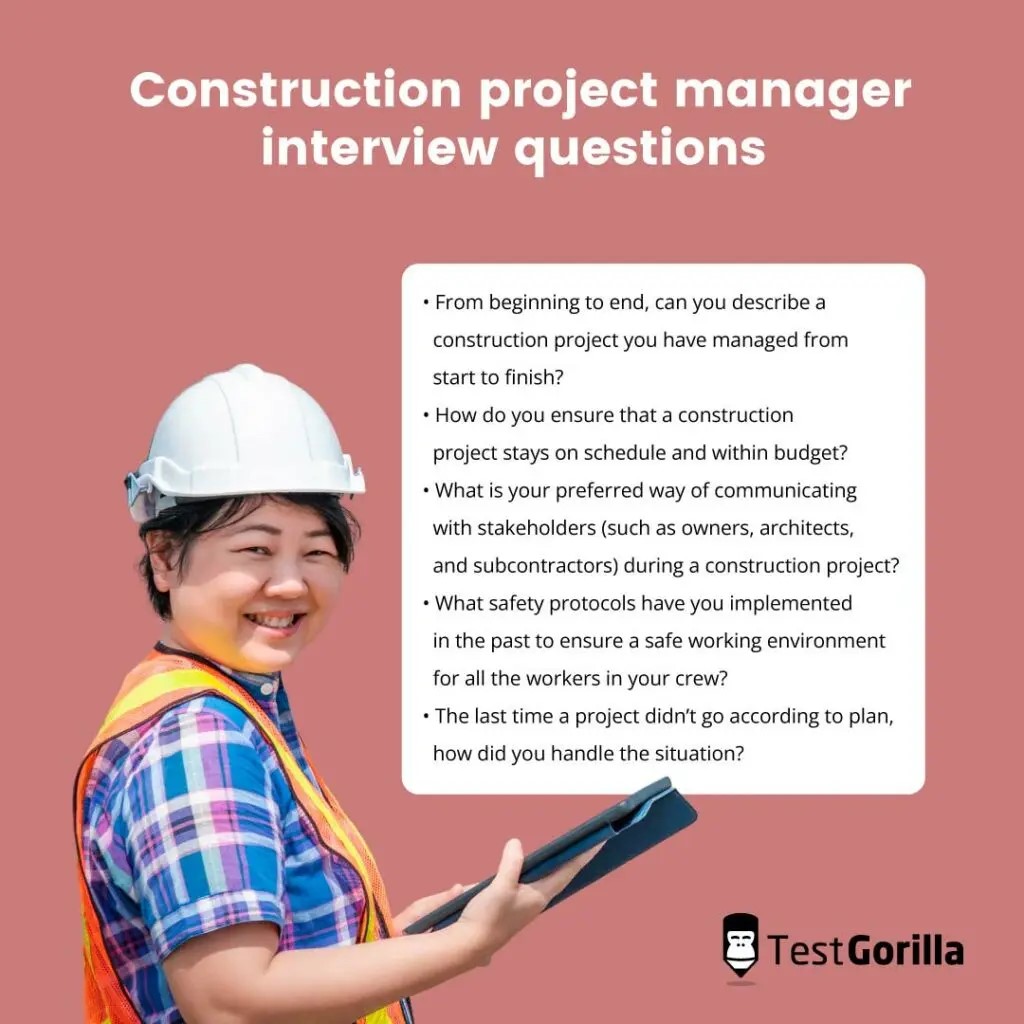 Construction project manager interview questions