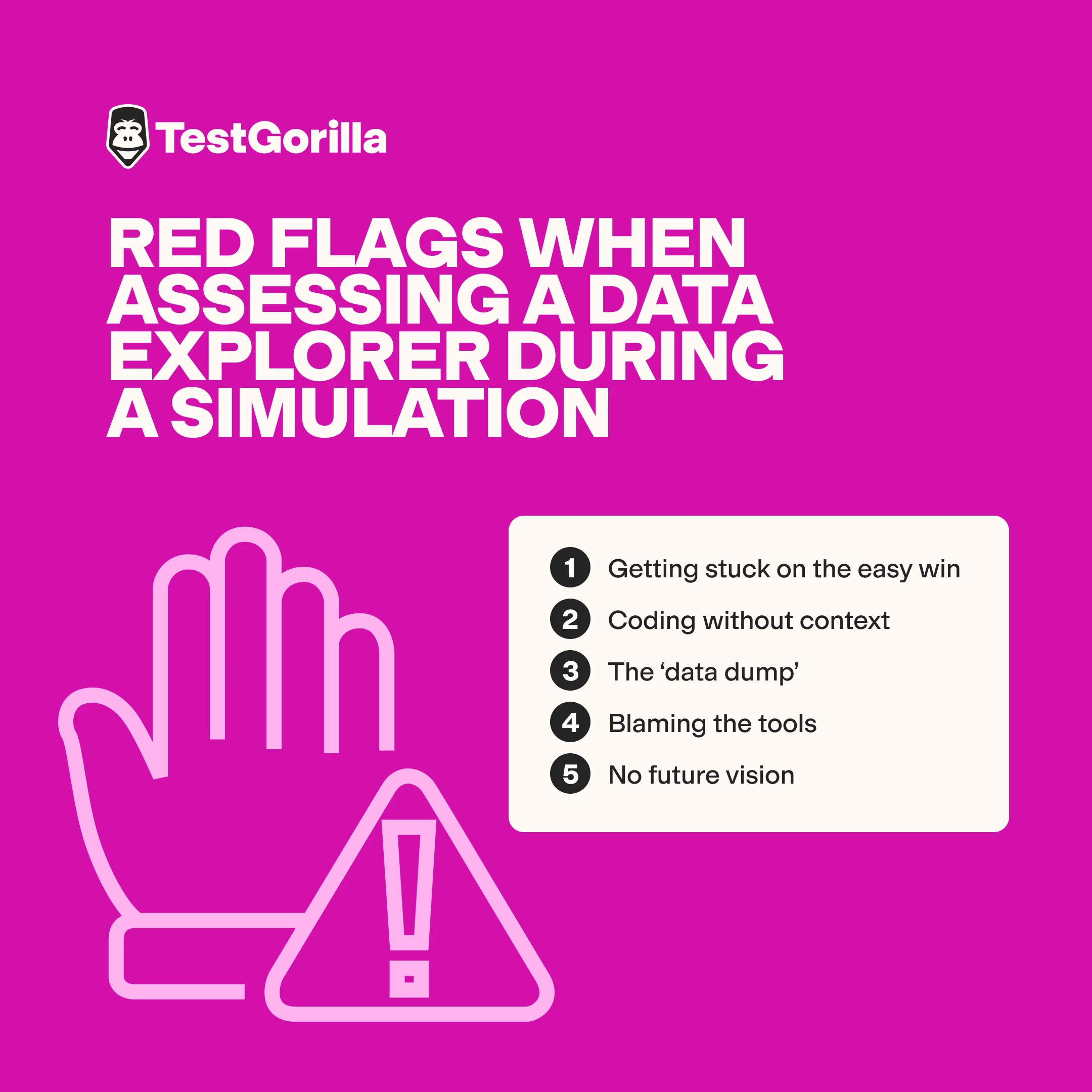 Red flags when assessing a data explorer during a simulation graphic