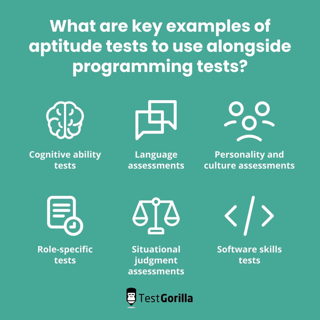 What are examples of aptitude tests to use alongside programming tests?