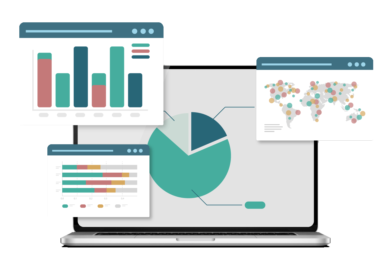 An illustration showing scientific data research