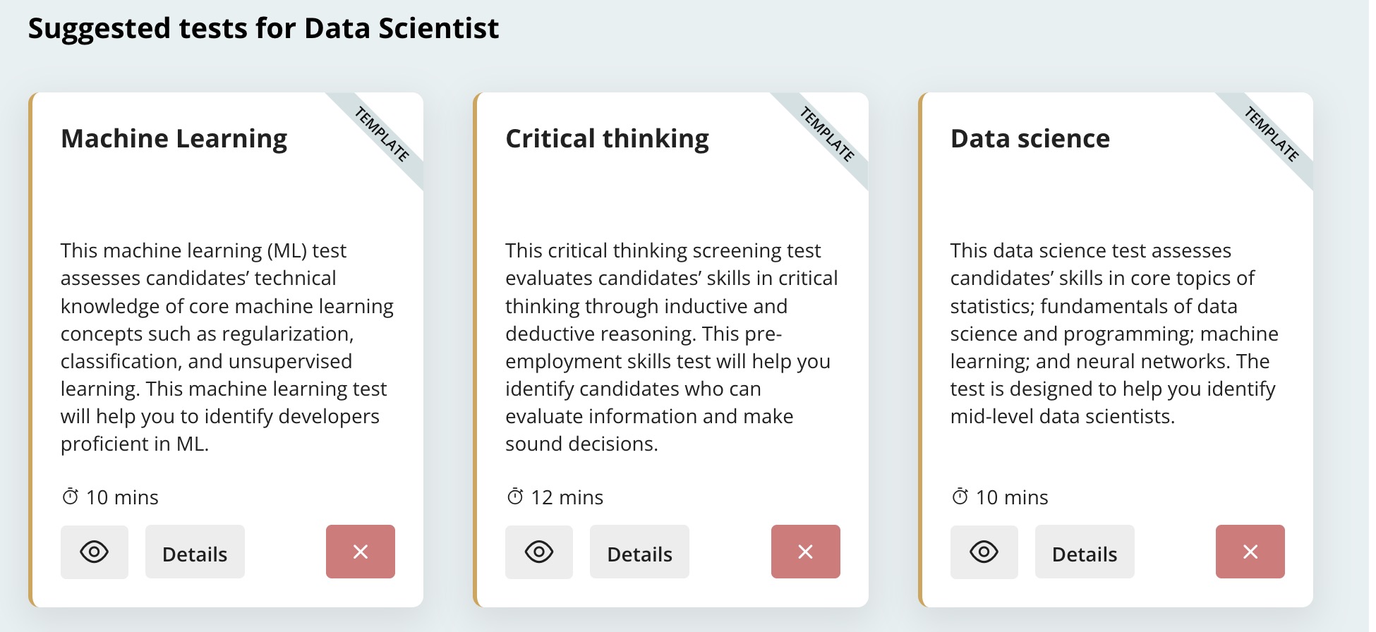 TestGorilla suggested tests for a data scientist
