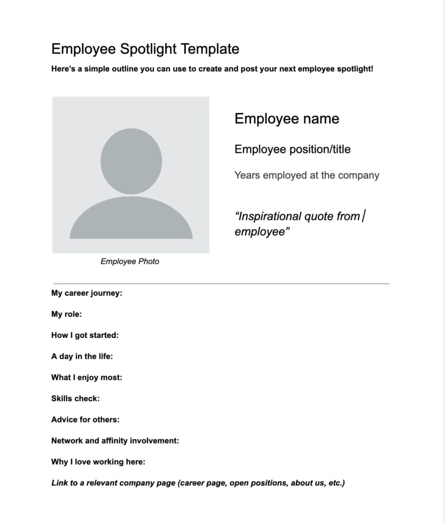 employee spotlight template screenshot