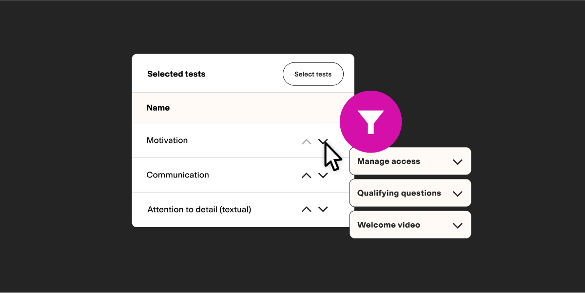 Organizar y reordenar las pruebas en TestGorilla