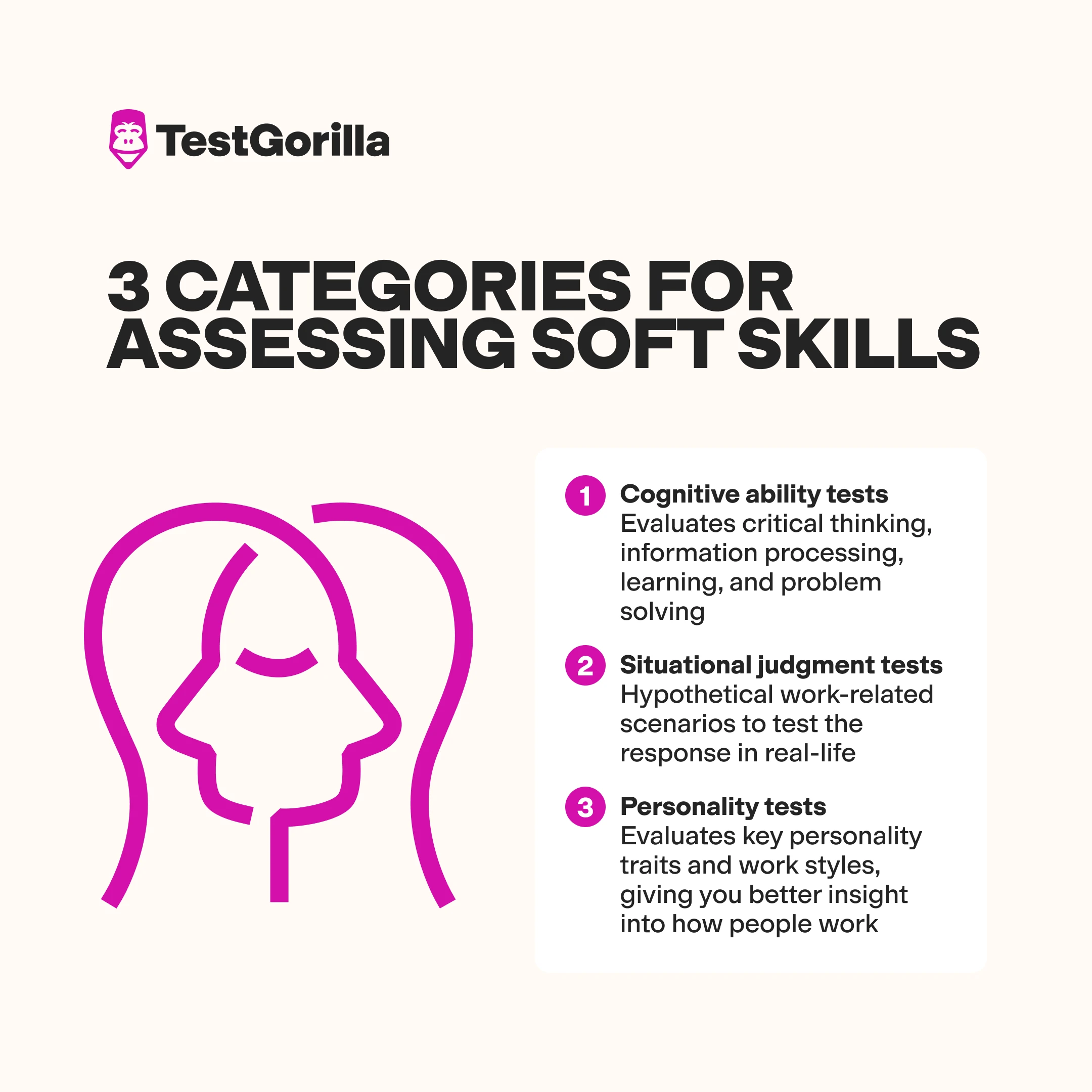 3 categories for assessing soft skills graphic