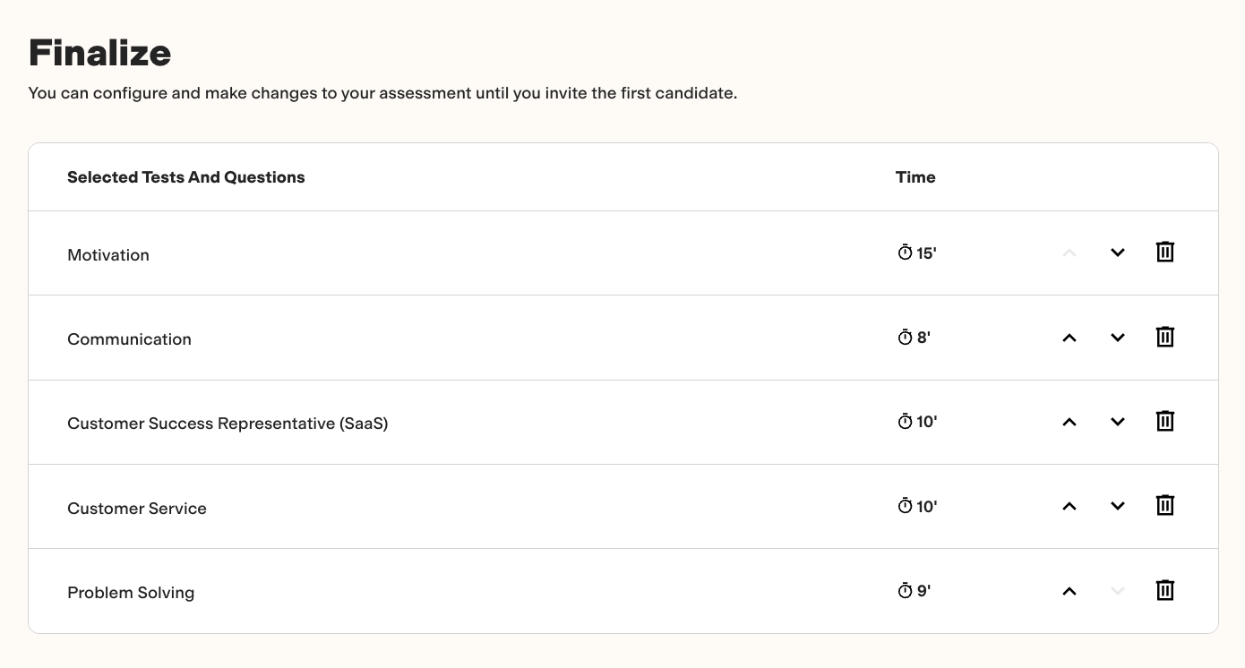 Example TestGorilla assessment for a customer service agent