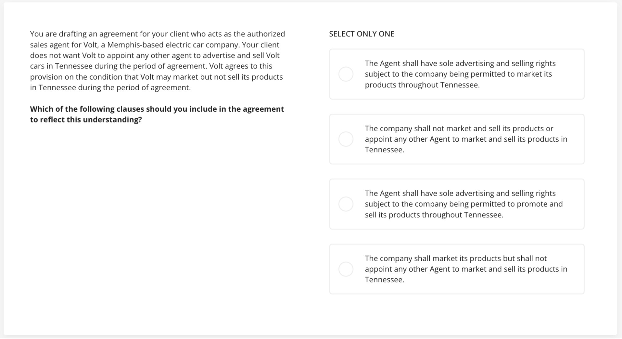 An example question from TestGorilla's Legal Research and Writing test