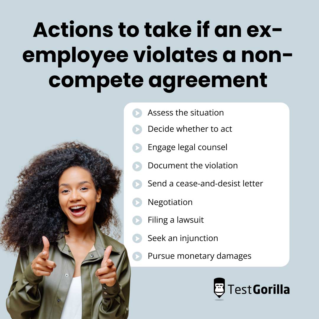 Actions to take if an ex employee violates a non compete agreement graphic