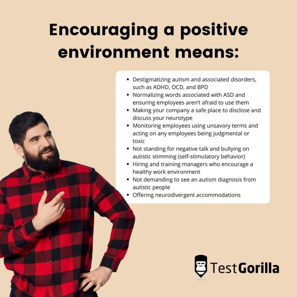 A list of what it means to encourage a positive working environment