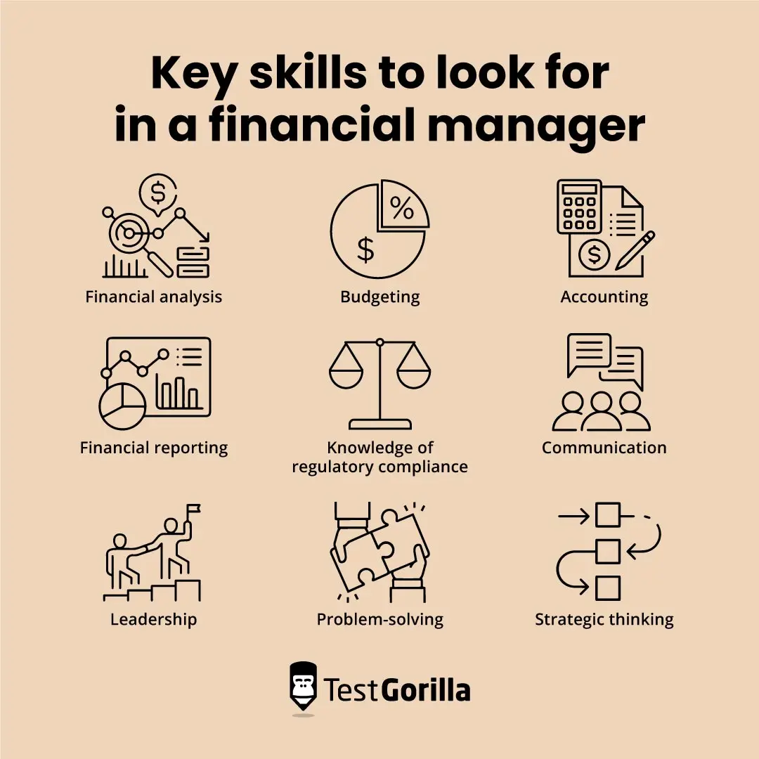 Key skills to look for in a financial manager graphic
