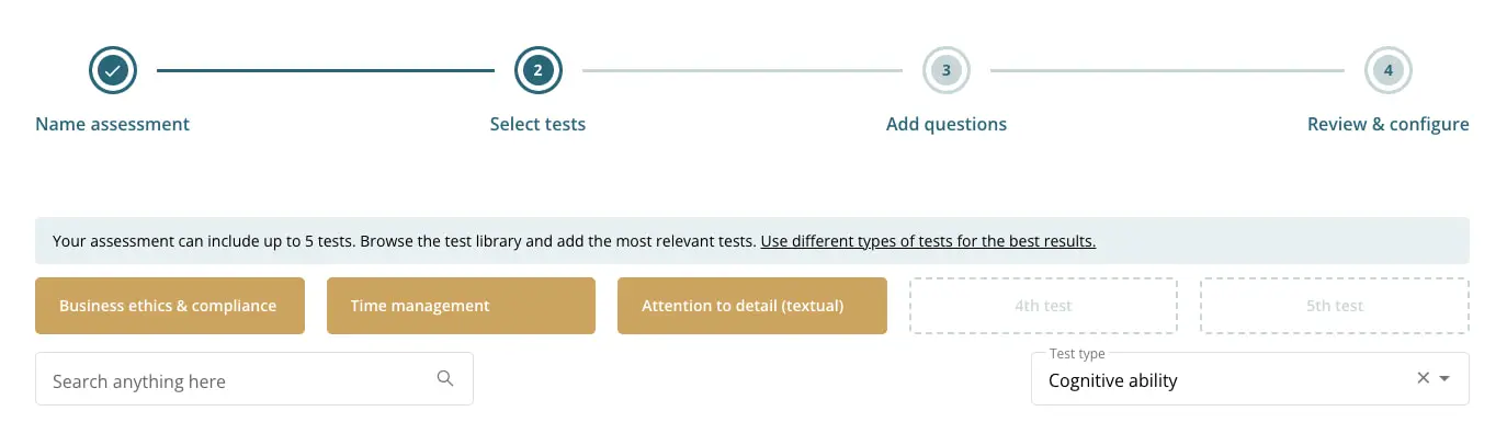 example of TestGorilla assessments