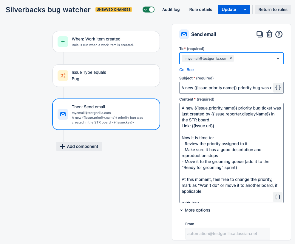 bug ticket notification screenshot