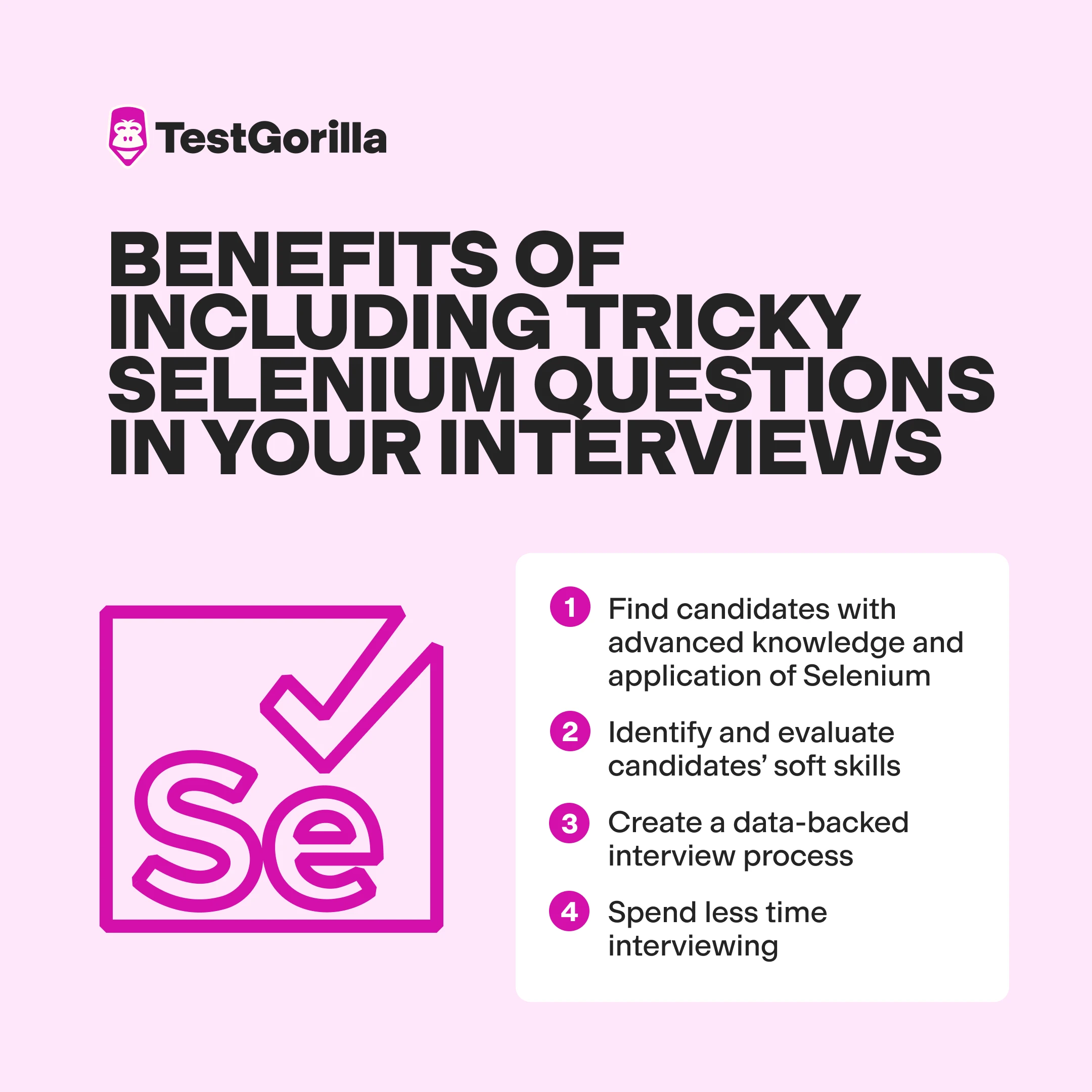 Benefits of including tricky Selenium questions in your interviews graphic