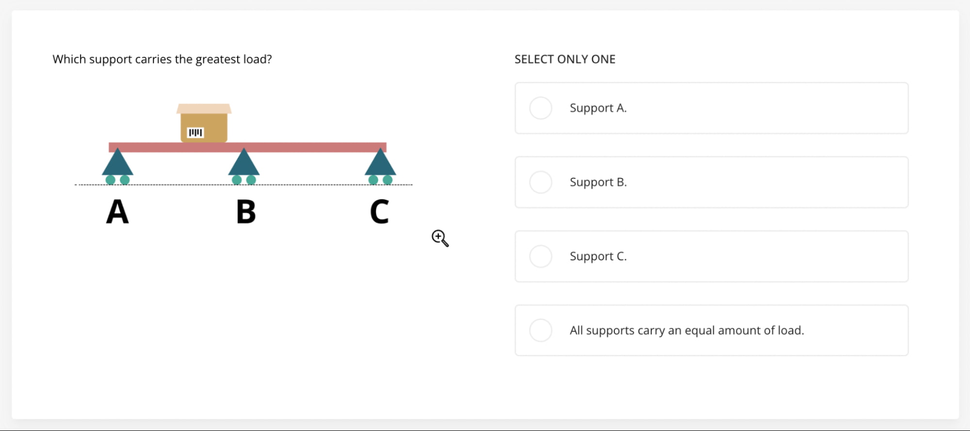 preview of a question from TestGorilla's Mechanical Reasoning test