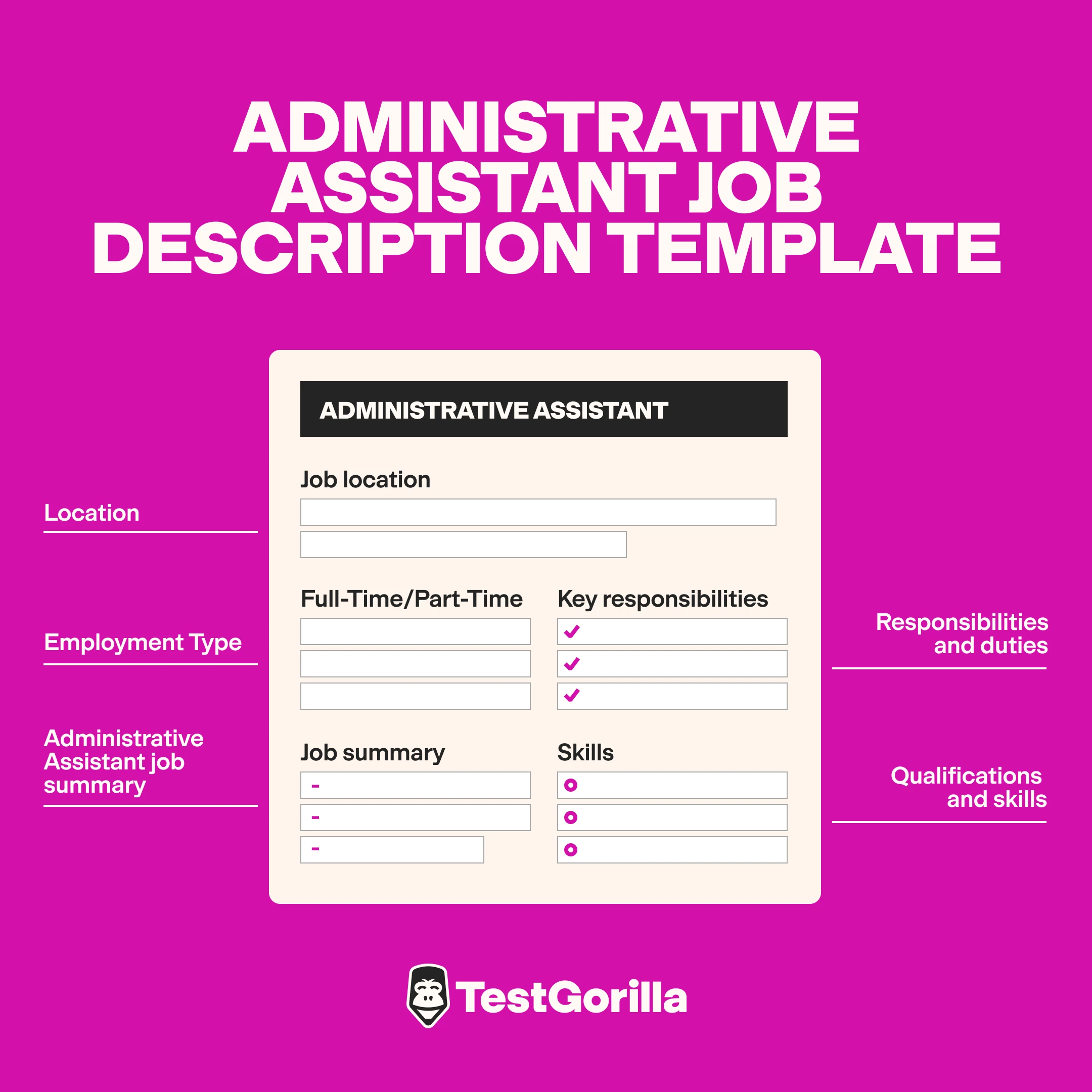 Administrative assistant job description template graphic