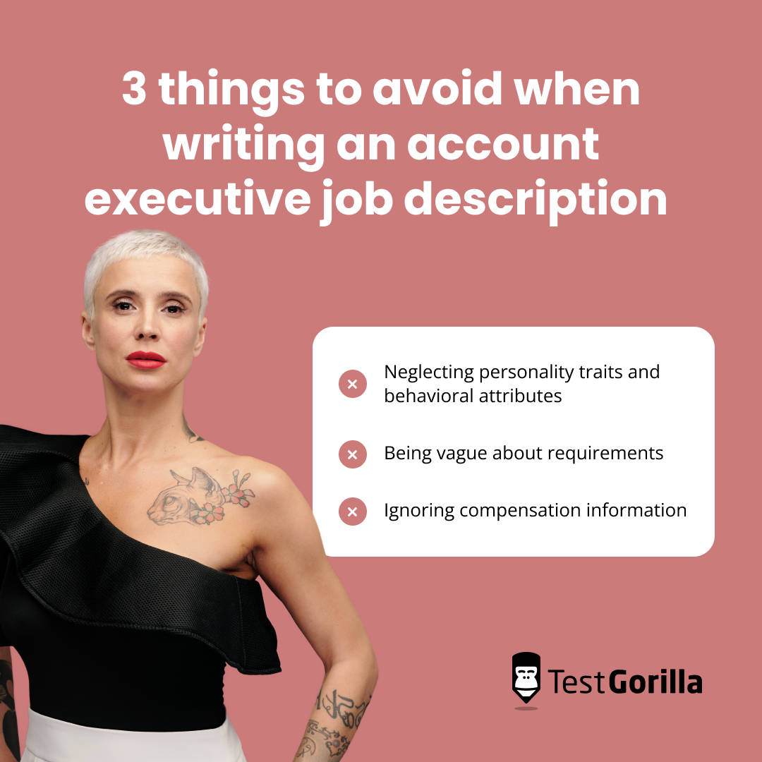 3 things to avoid when writing an account executive job description graphic