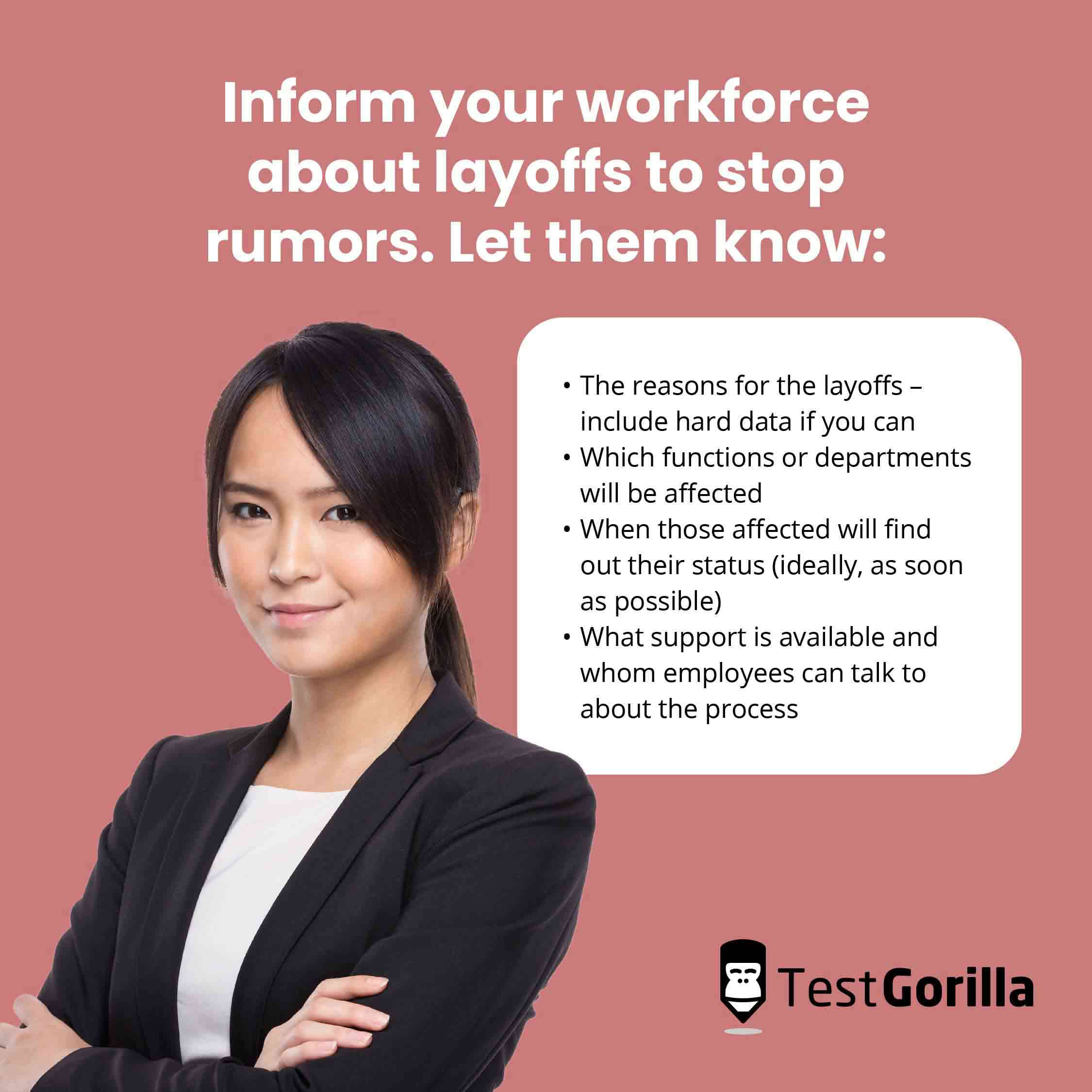 Image showing how to inform your workforce about layoffs to stop rumors