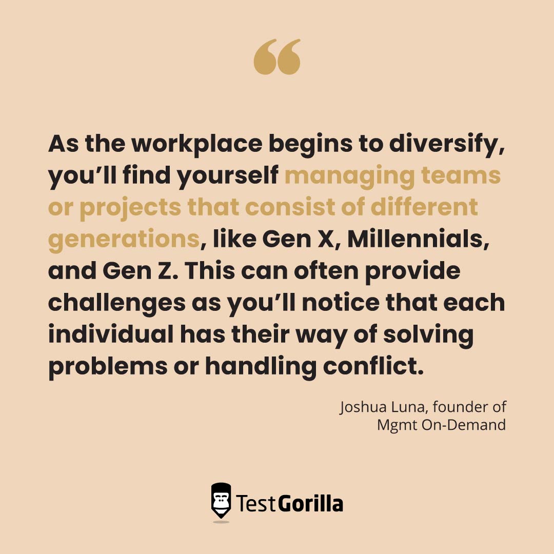 Joshua Luna quote about the challenges of a workplace diversifying