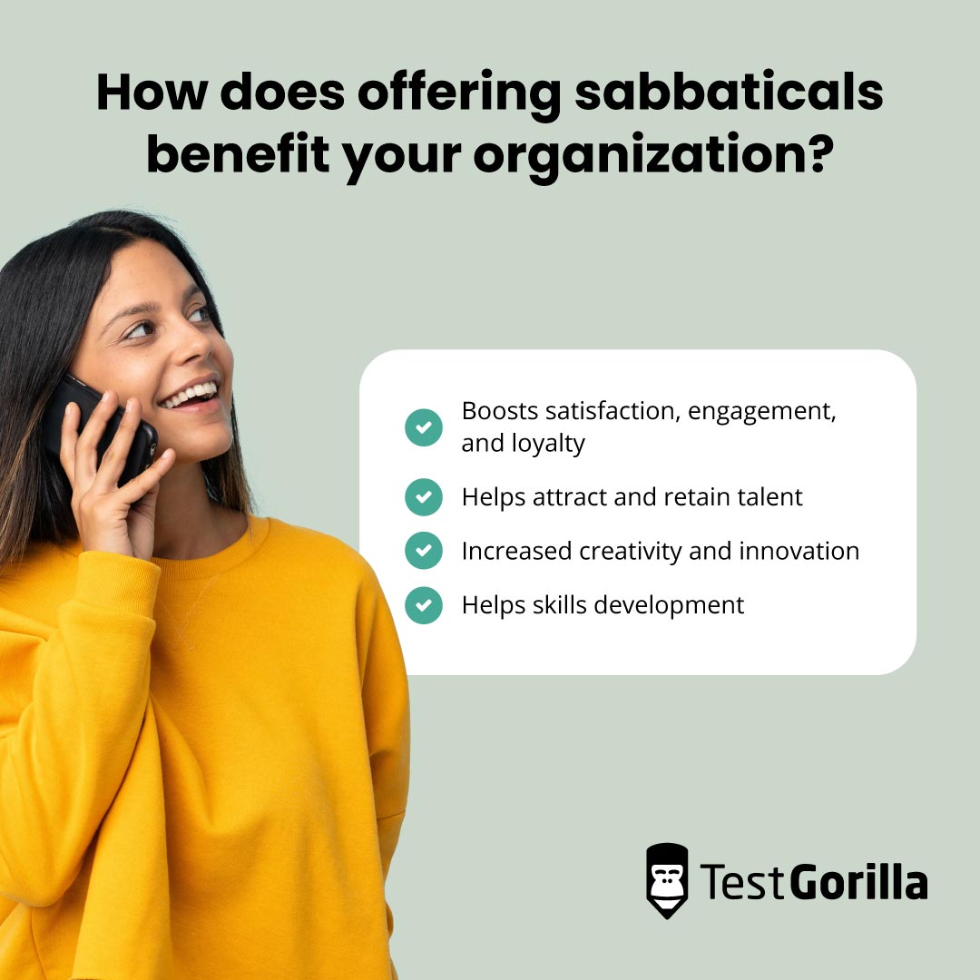 How does offering sabbaticals benefit your organization graphic