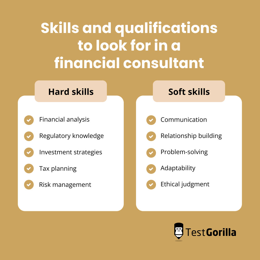 Skills and qualifications to look for in a financial consultant graphic