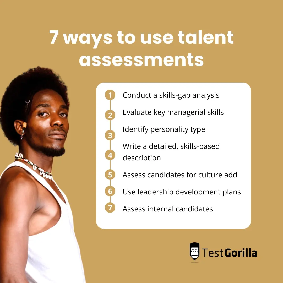 7 ways to use talent assessments graphic
