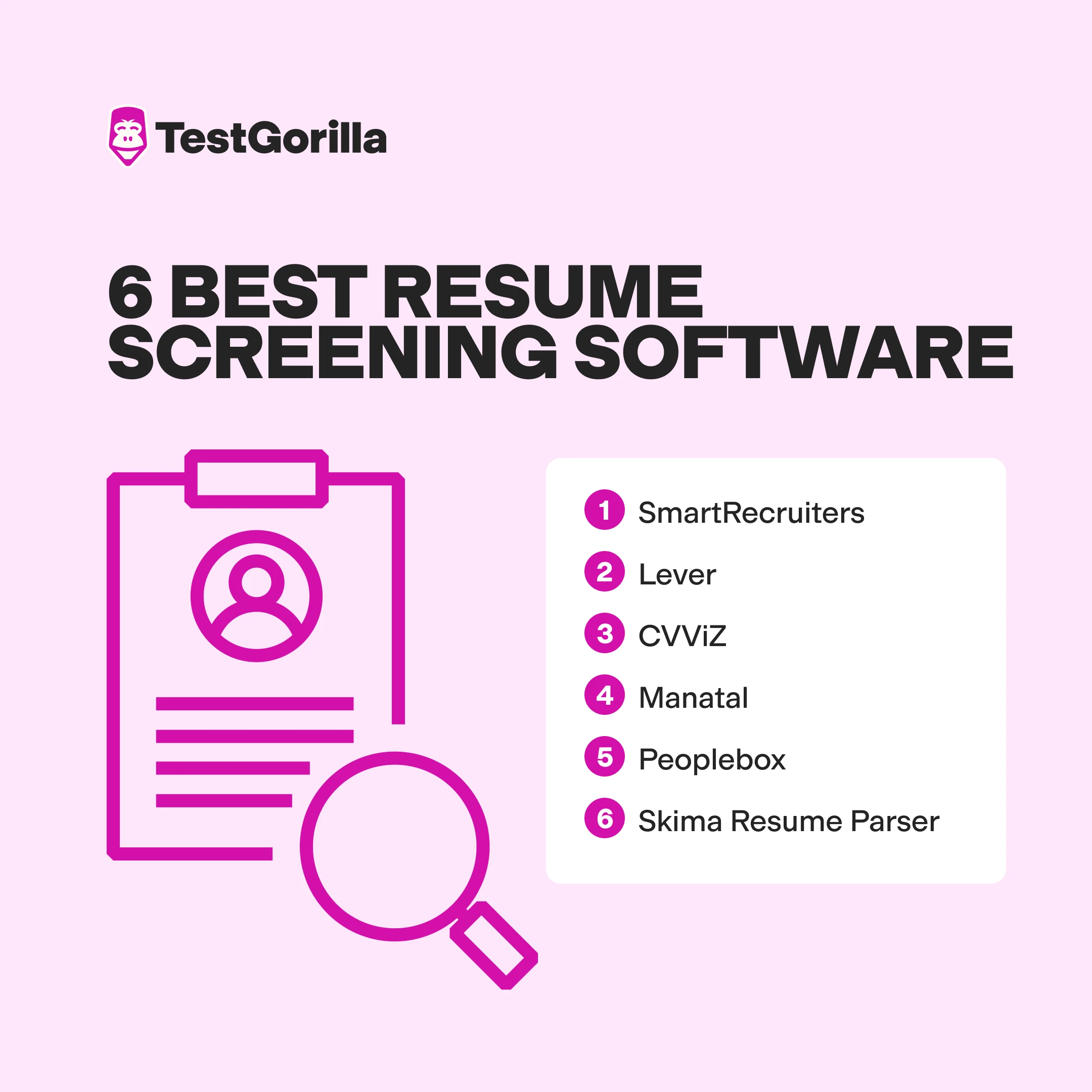 6 best resume screening software graphic