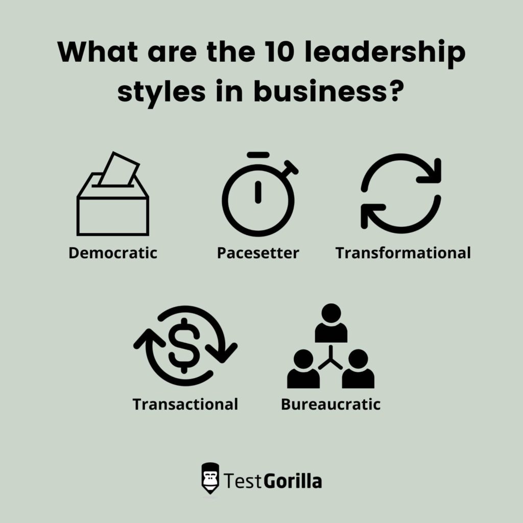 image showing another set of five of ten leadership styles in business