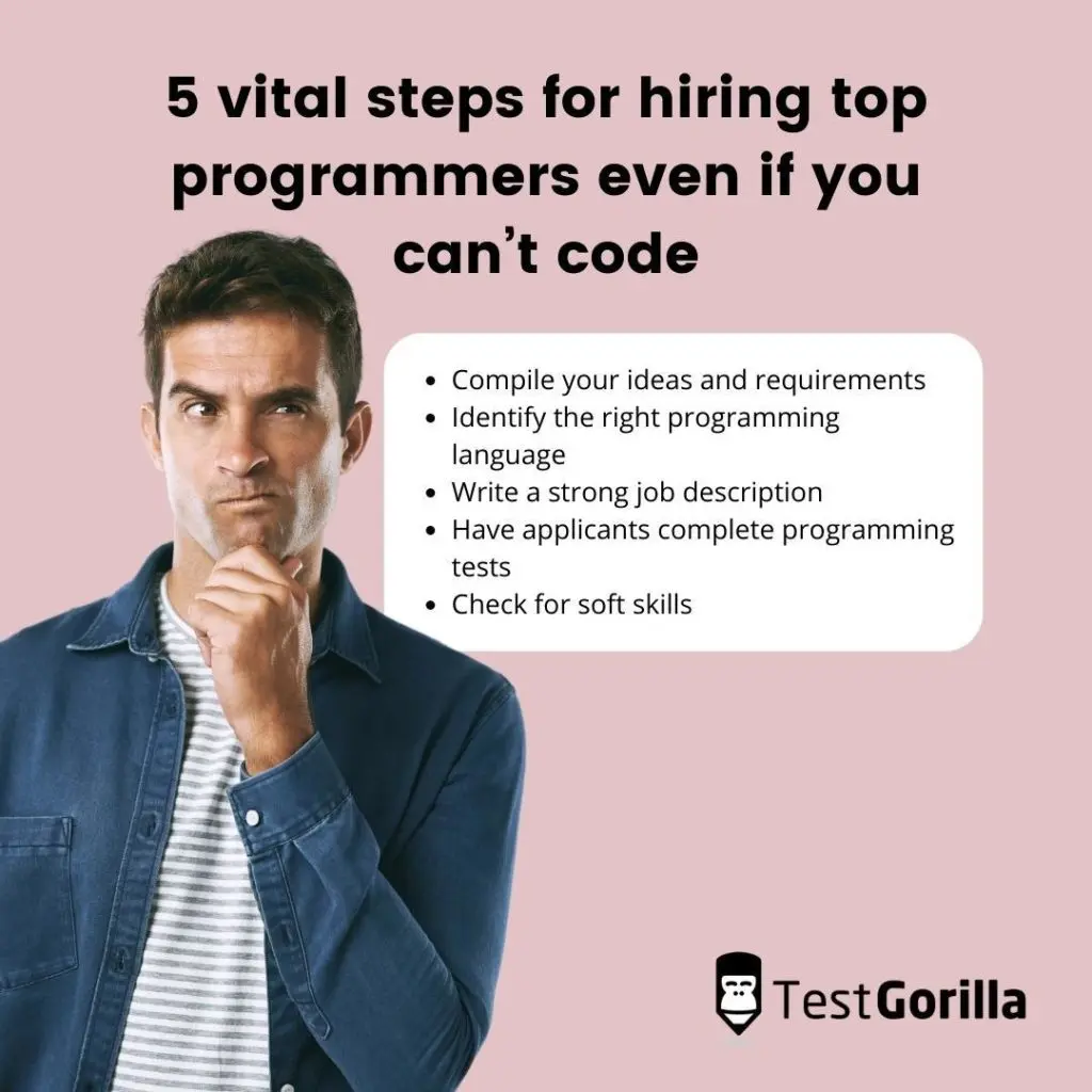 image showing vital steps for hiring top programmers even if you can’t code
