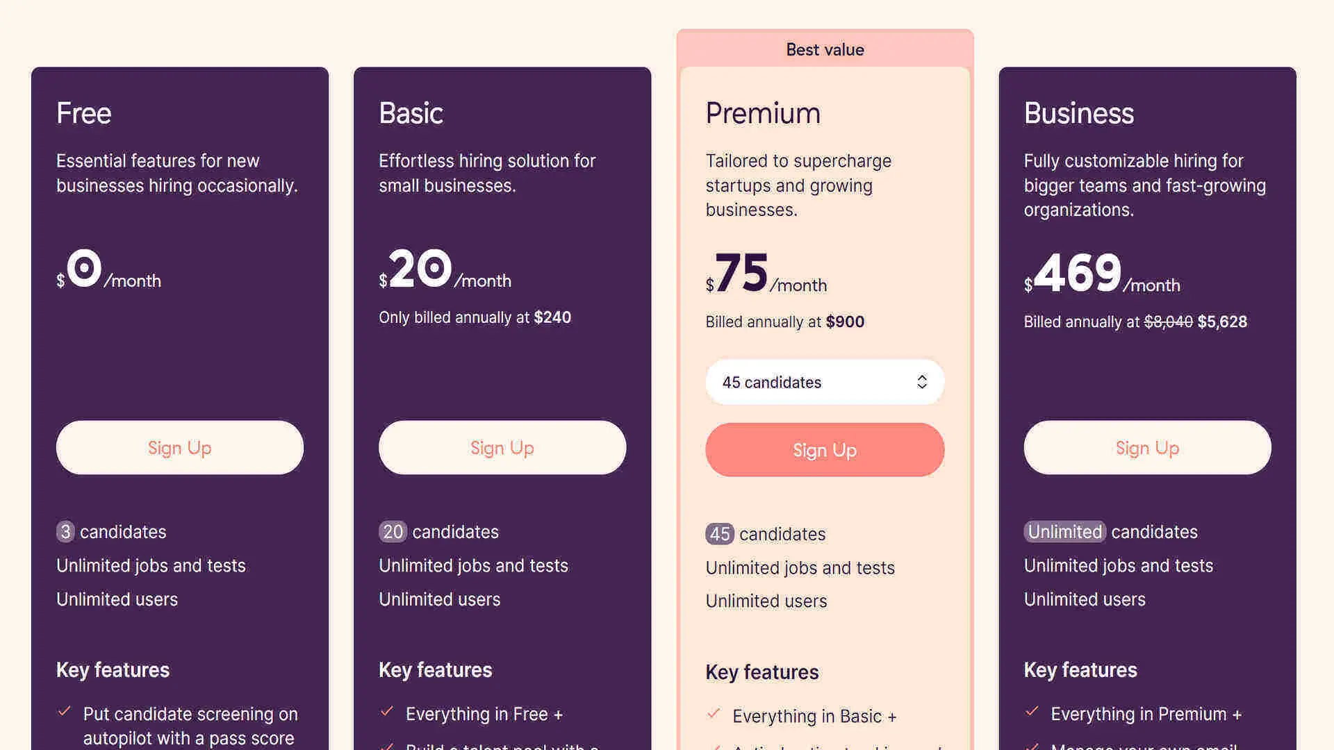 Toggl Hire new pricing screenshot