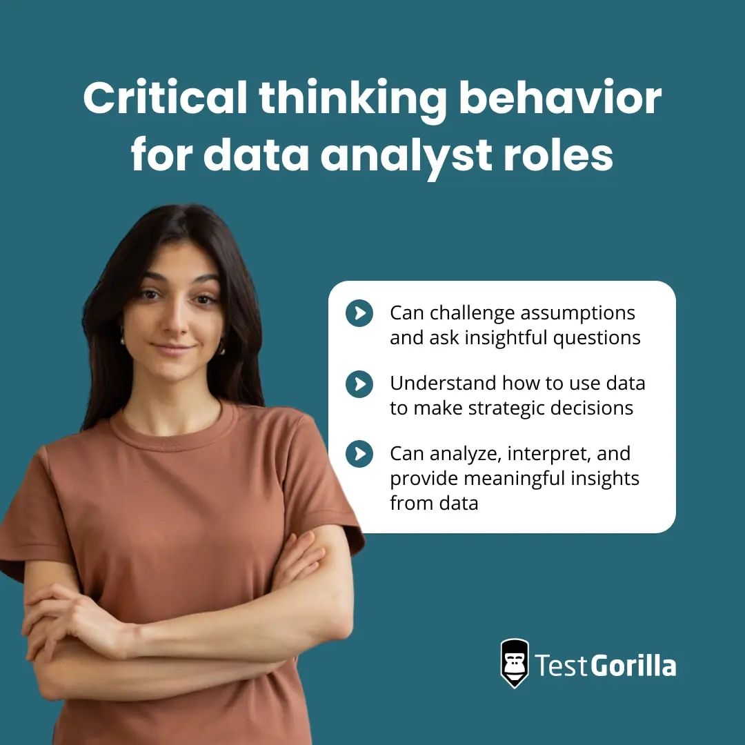 Critical thinking behavior for data analyst roles graphic