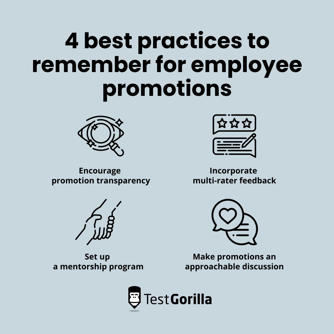 4 best practices to remember for employee promotions graphic