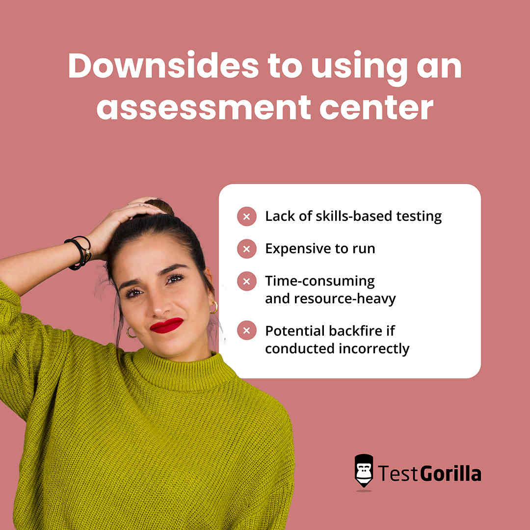 Downsides to using an assessment centre explanation graphic