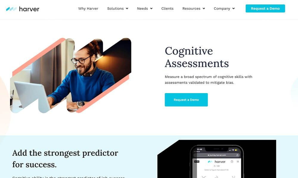Harver cognitive assessments webpage
