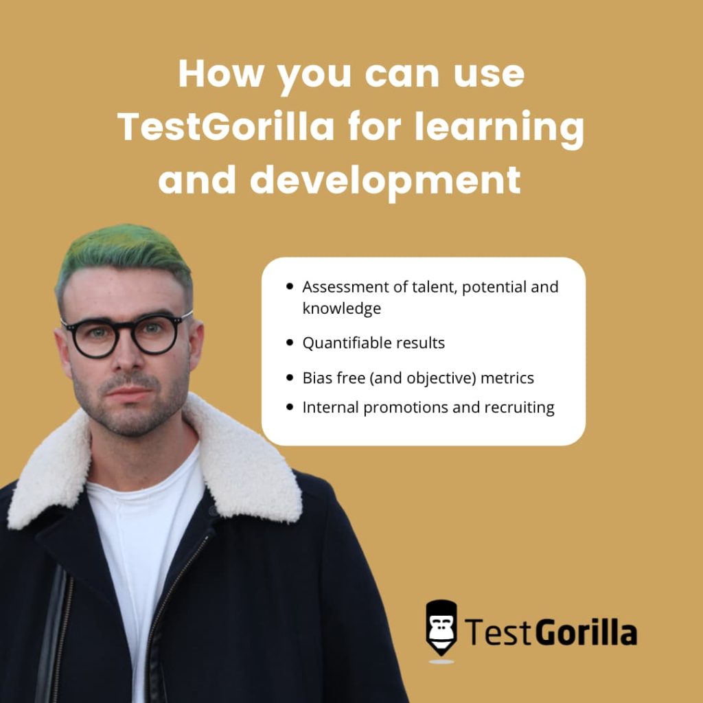 different ways to use TestGorilla for learning and development in hiring