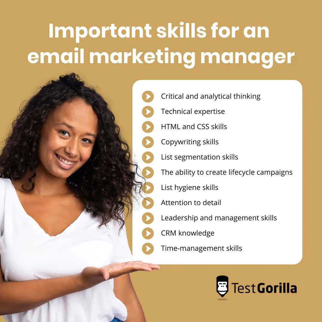 list of skills which are important for email marketing managers