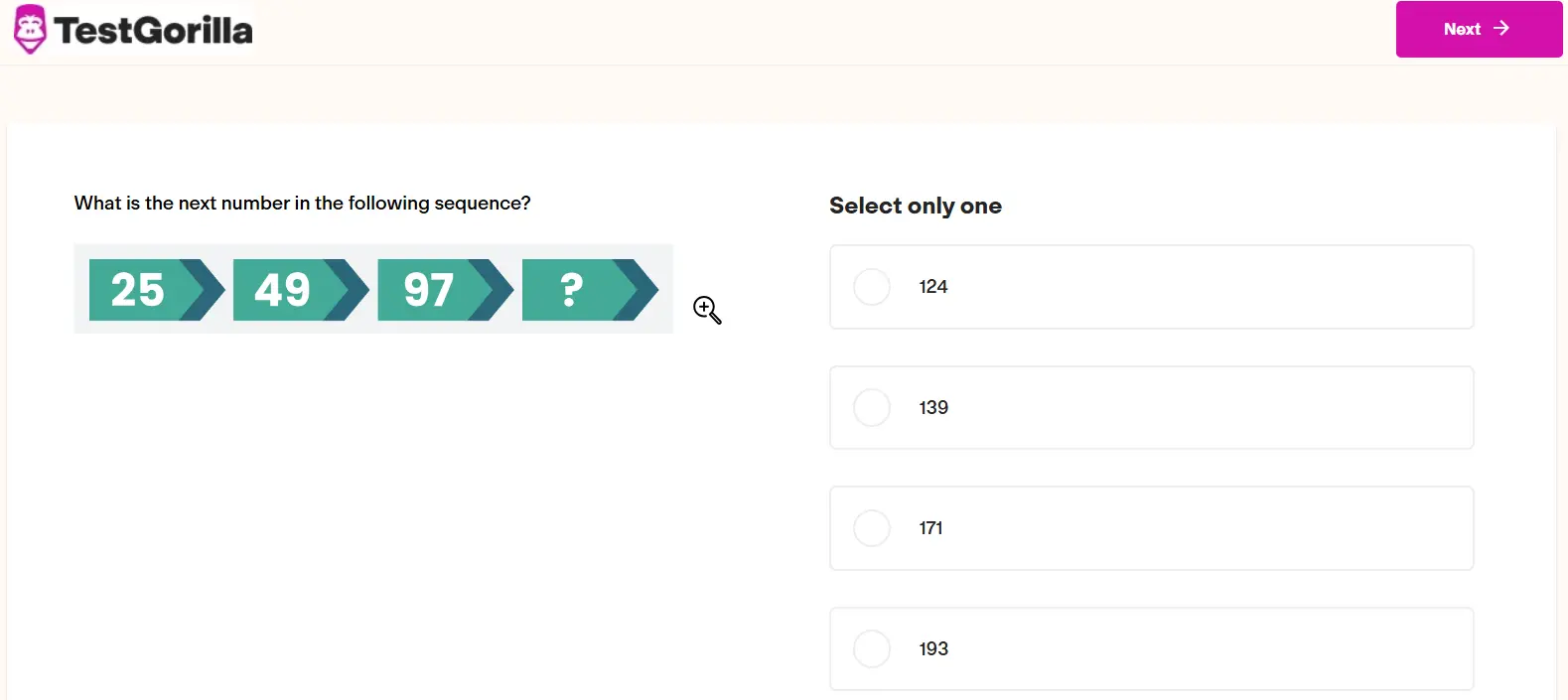 An example question from TestGorilla's Numerical Reasoning test