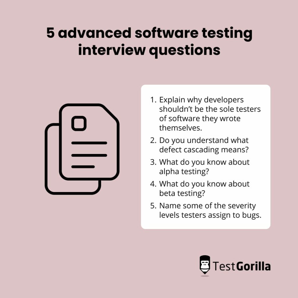 Five advanced software testing interview questions graphic