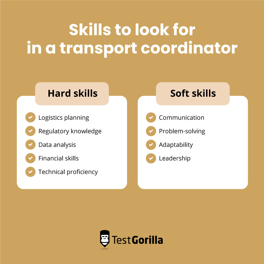 Skills to look for in a transport coordinator graphic