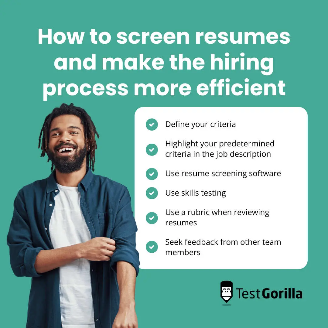 how to screen resumes and make the hiring process more efficient graphic