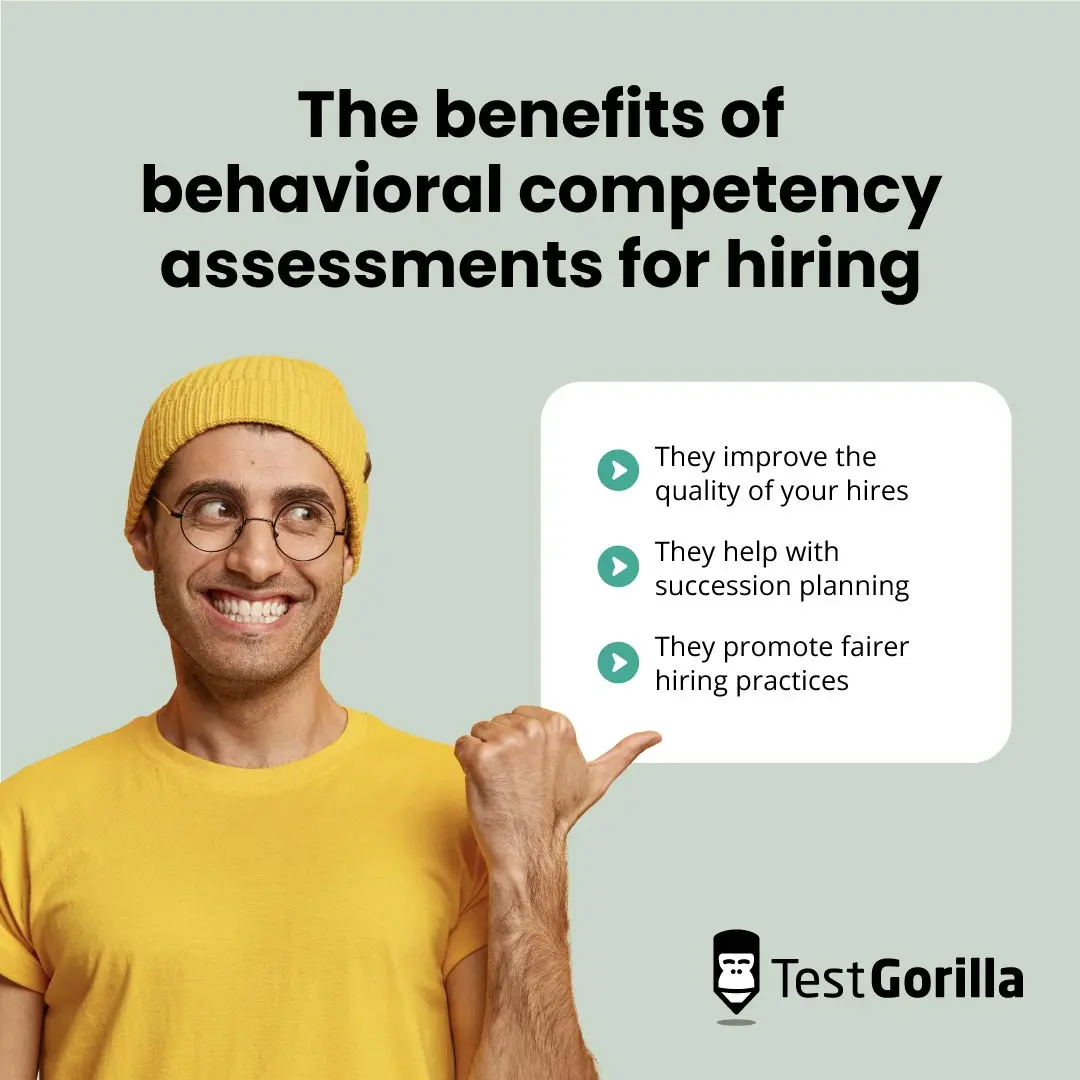 Benefits of behavioral competency assessments for hiring graphic