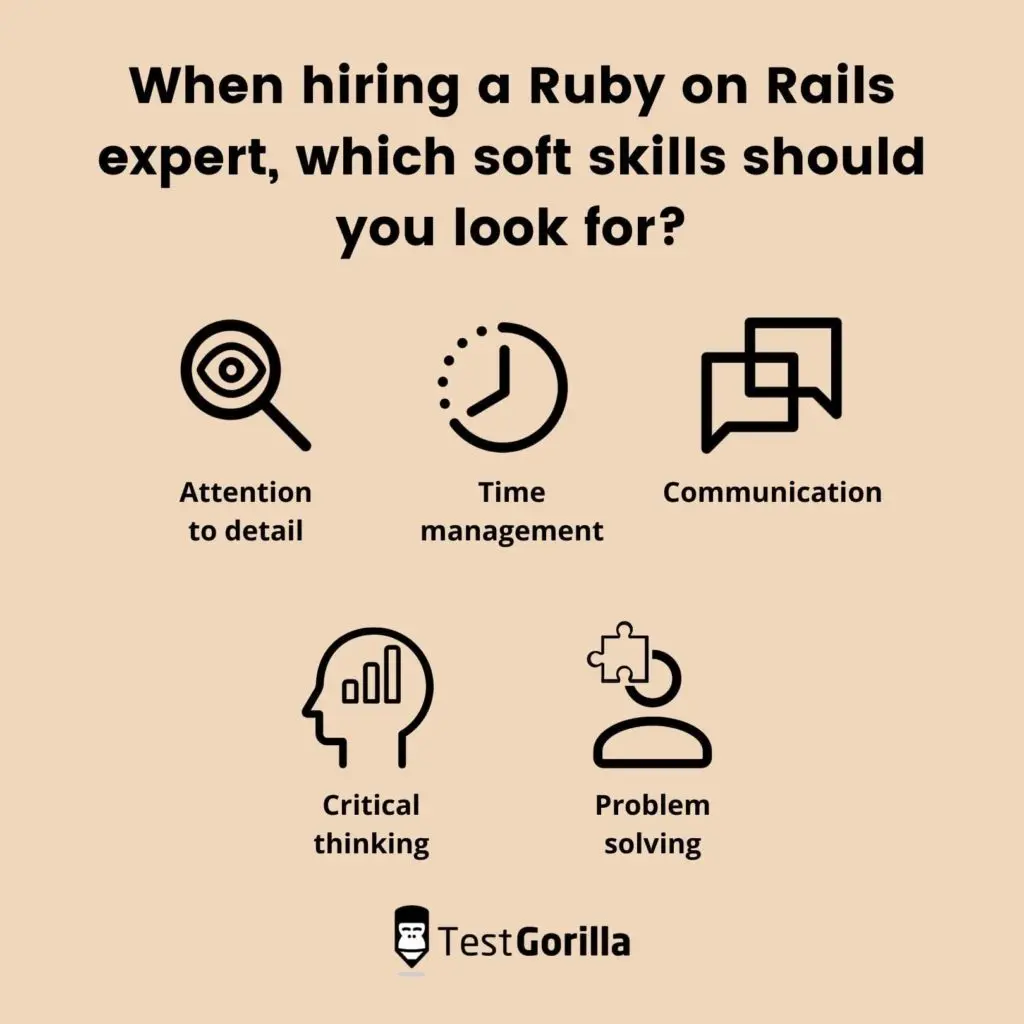 image showing soft skills to look for when hiring a Ruby on Rails expert