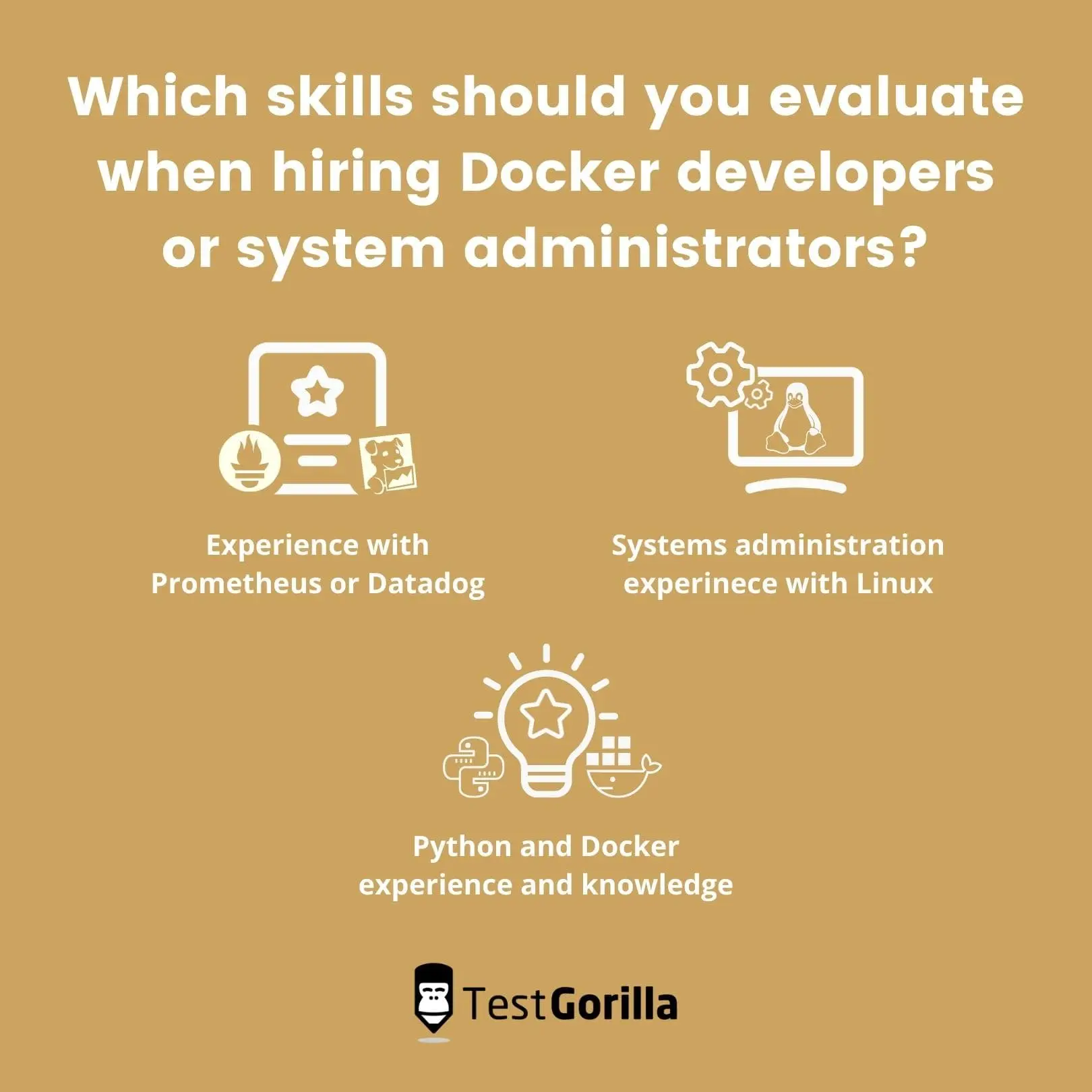 skills to evaluate when hiring Docker developers or system administrators